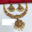 Lucentarts Jewellery Heritage Pota Stone and Beads Temple Necklace Set