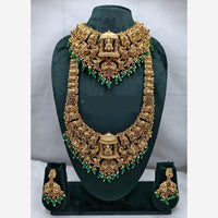 Lucentarts Jewellery Antique Gold Finish Double Temple Necklace Set
