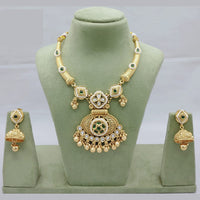 Lucentarts Jewellery Traditional Polki Kundan Necklace Set with Matching Earrings