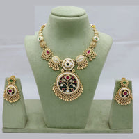 Lucentarts Jewellery Traditional Polki Kundan and Meenakari Touch Necklace Set