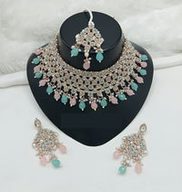 Lucentarts Jewellery Designer Austrain Stone And Bead Choker Necklace Set Elegant Ethnic Glamour
