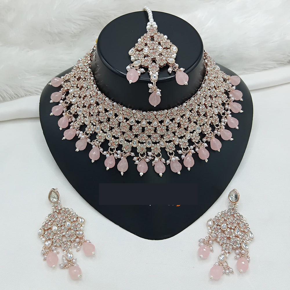 Lucentarts Jewellery Designer Austrain Stone And Bead Choker Necklace Set Elegant Ethnic Glamour