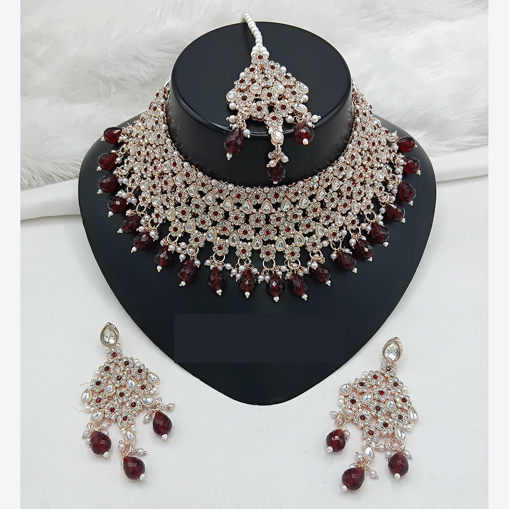 Lucentarts Jewellery Designer Austrain Stone And Bead Choker Necklace Set Elegant Ethnic Glamour