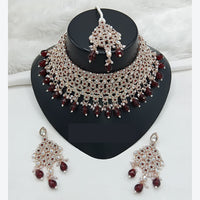 Lucentarts Jewellery Designer Austrain Stone And Bead Choker Necklace Set Elegant Ethnic Glamour