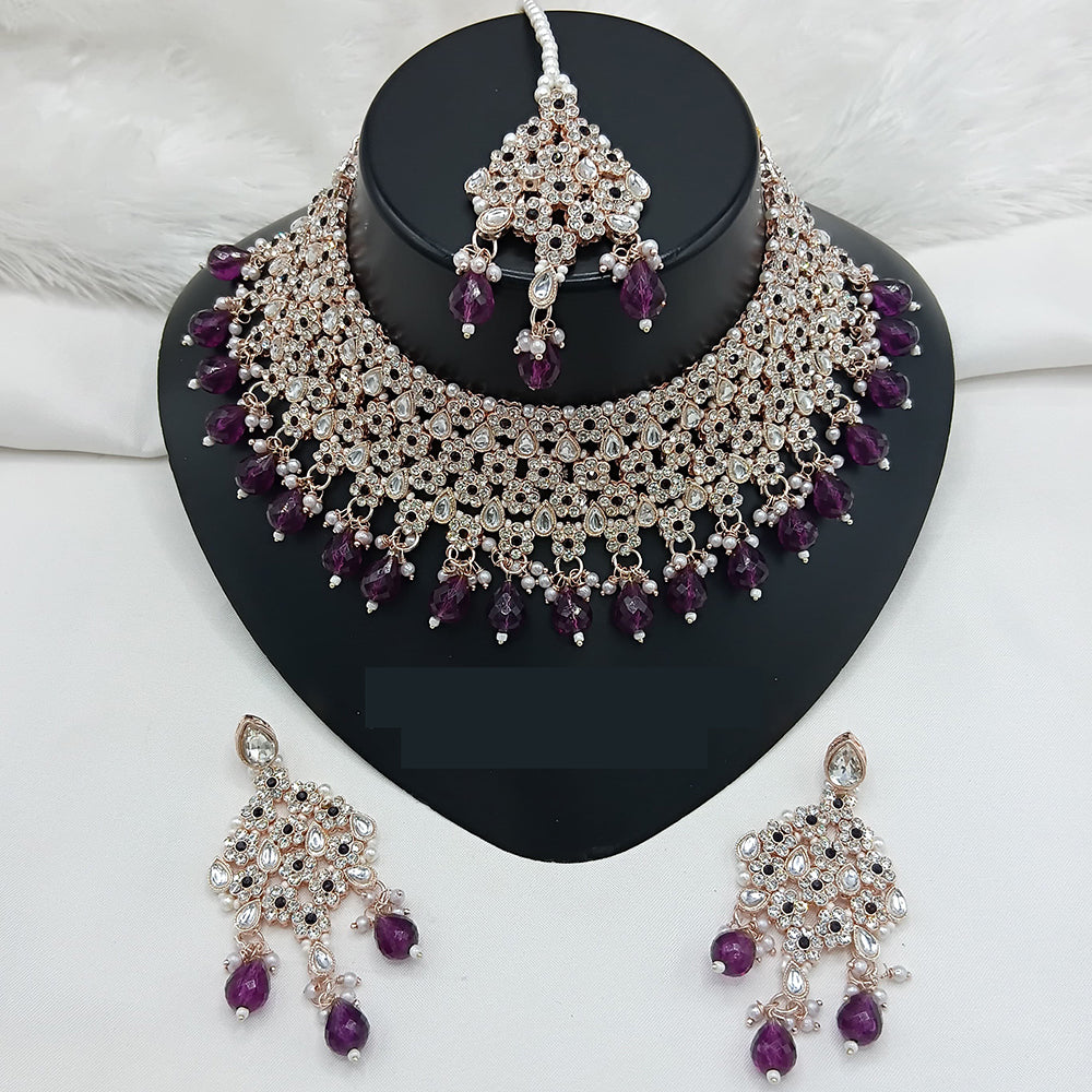 Lucentarts Jewellery Designer Austrain Stone And Bead Choker Necklace Set Elegant Ethnic Glamour