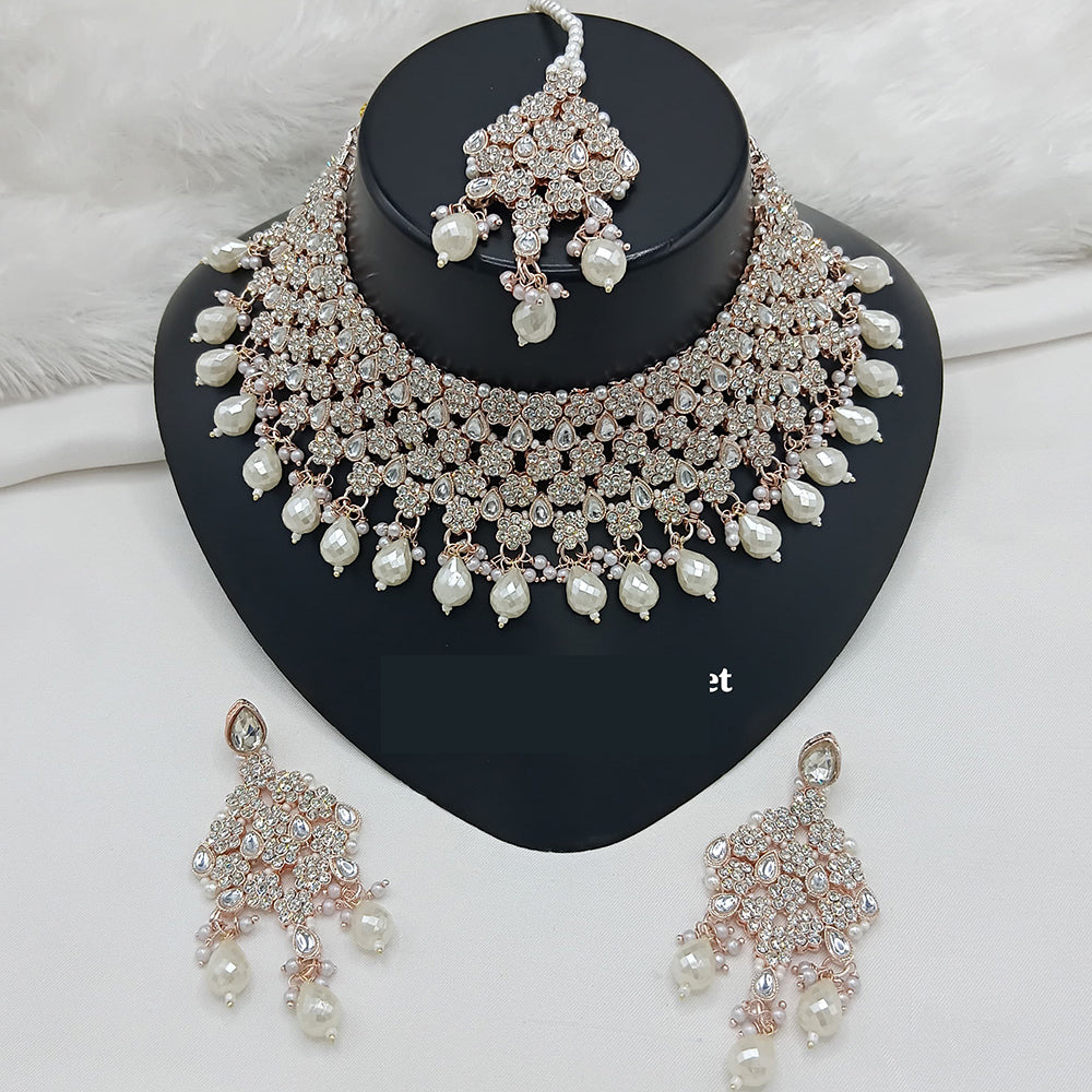 Lucentarts Jewellery Designer Austrain Stone And Bead Choker Necklace Set Elegant Ethnic Glamour