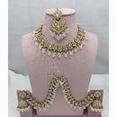Lucentarts Jewellery Austrian Stone And Pearl Beads Choker Necklace Set with Kan Chain