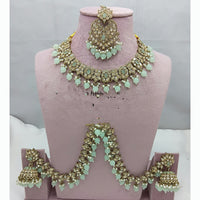 Lucentarts Jewellery Austrian Stone And Pearl Beads Choker Necklace Set with Kan Chain