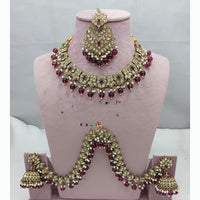 Lucentarts Jewellery Austrian Stone And Pearl Beads Choker Necklace Set with Kan Chain