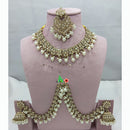Lucentarts Jewellery Austrian Stone And Pearl Beads Choker Necklace Set with Kan Chain