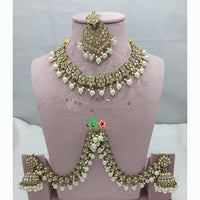 Lucentarts Jewellery Austrian Stone And Pearl Beads Choker Necklace Set with Kan Chain