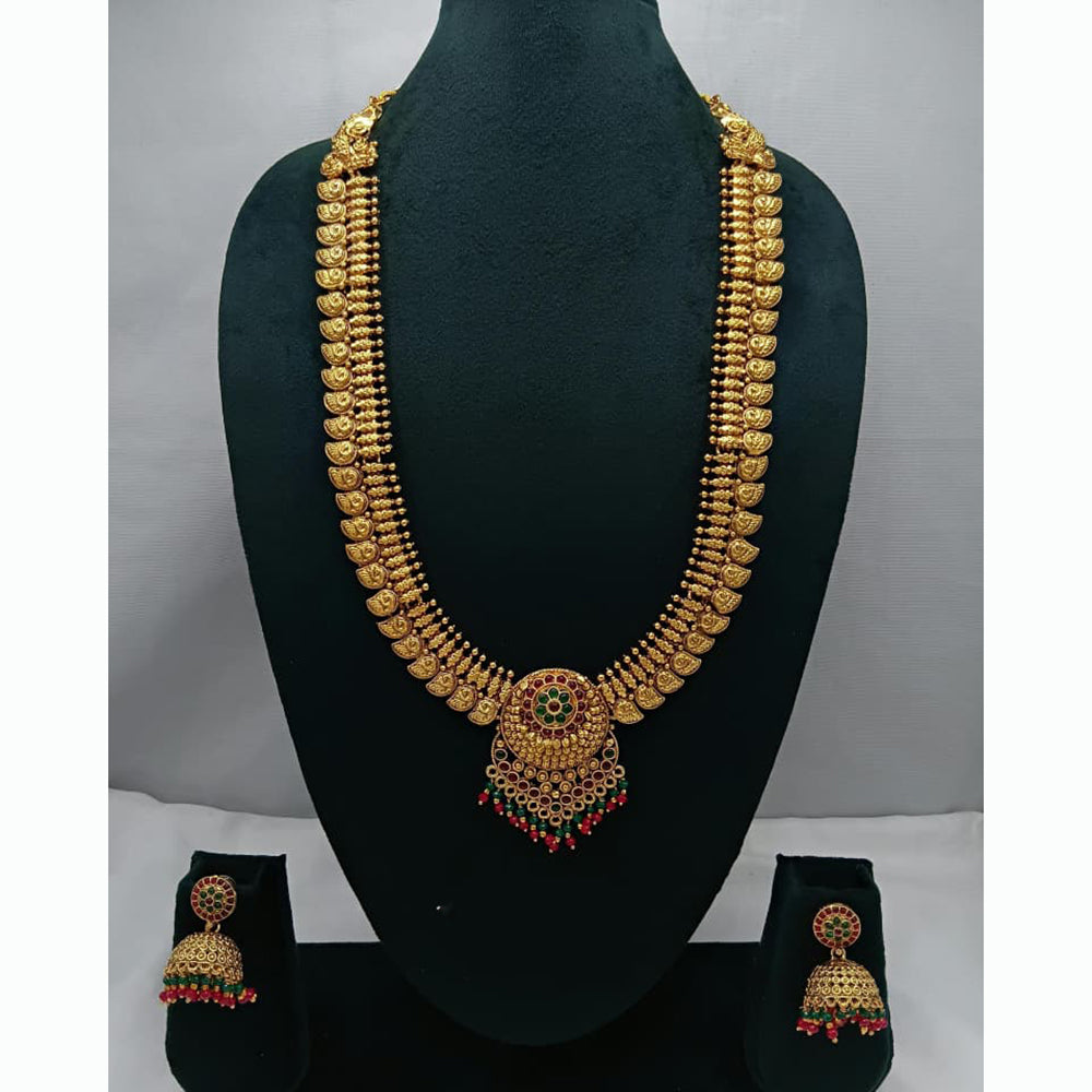 Lucentarts Jewellery Traditional Pota Stone And Pearl Long Necklace Set
