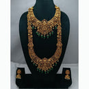 Lucentarts Jewellery Antique Gold Finish Double Temple Necklace Set