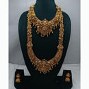 Lucentarts Jewellery Antique Gold Finish Double Temple Necklace Set