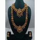Lucentarts Jewellery Antique Gold Finish Double Temple Necklace Set