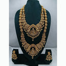 Lucentarts Jewellery Antique Gold Finish Double Temple Necklace Set