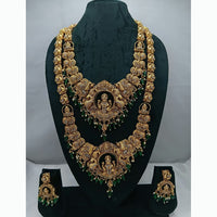 Lucentarts Jewellery Antique Gold Finish Double Temple Necklace Set