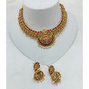 Lucentarts Jewellery Heritage Pota Stone And Pearl Temple Necklace Set 