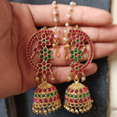 Lucentarts Jewellery Rajwadi Pota Stone And Pearl Traditional Jhumki Earrings