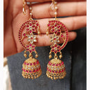 Lucentarts Jewellery Rajwadi Pota Stone And Pearl Traditional Jhumki Earrings