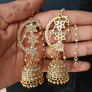 Lucentarts Jewellery Rajwadi Pota Stone And Pearl Traditional Jhumki Earrings
