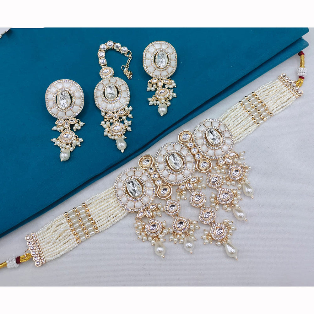 Lucentarts Jewellery Traditional Pota Stone And Pearl Necklace Set