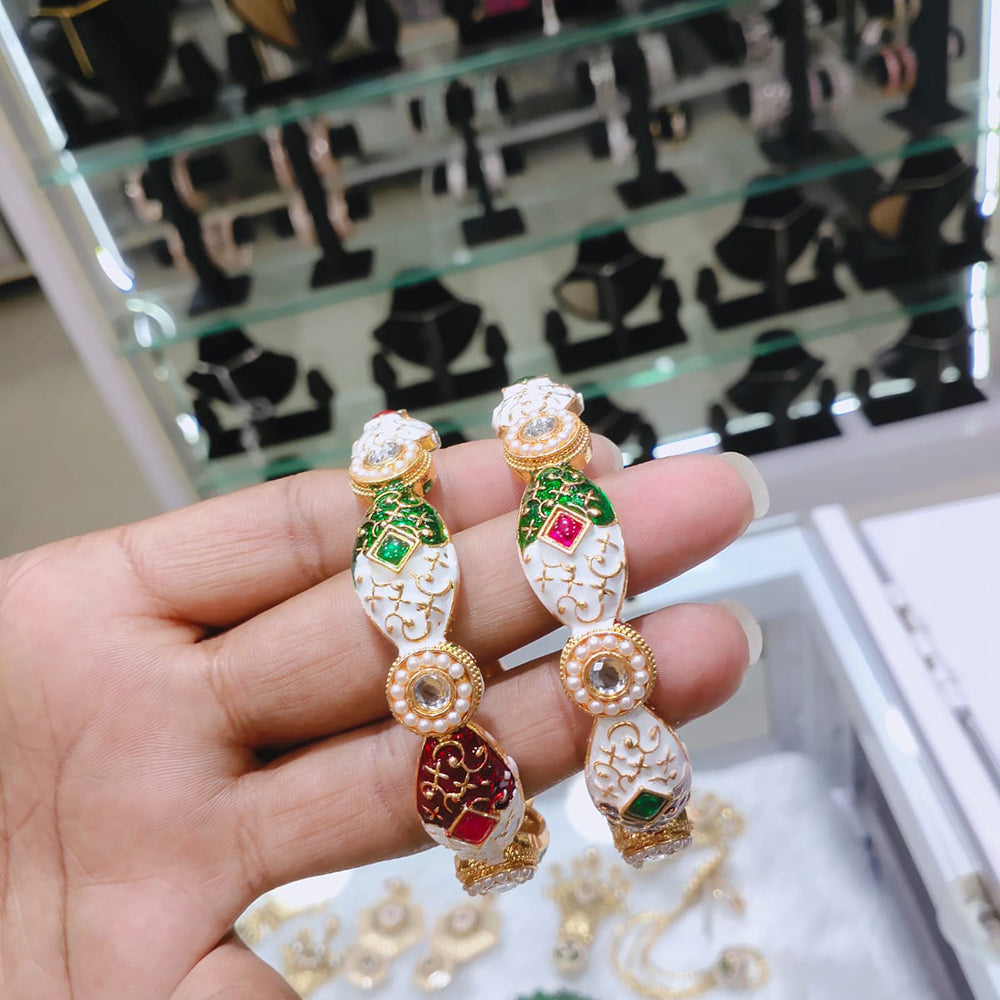 Lucentarts Jewellery Pota Kundan And Meenakari Bangles Set