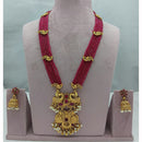 Lucentarts Jewellery Traditional Pota Stone And Pearl Long Necklace Set