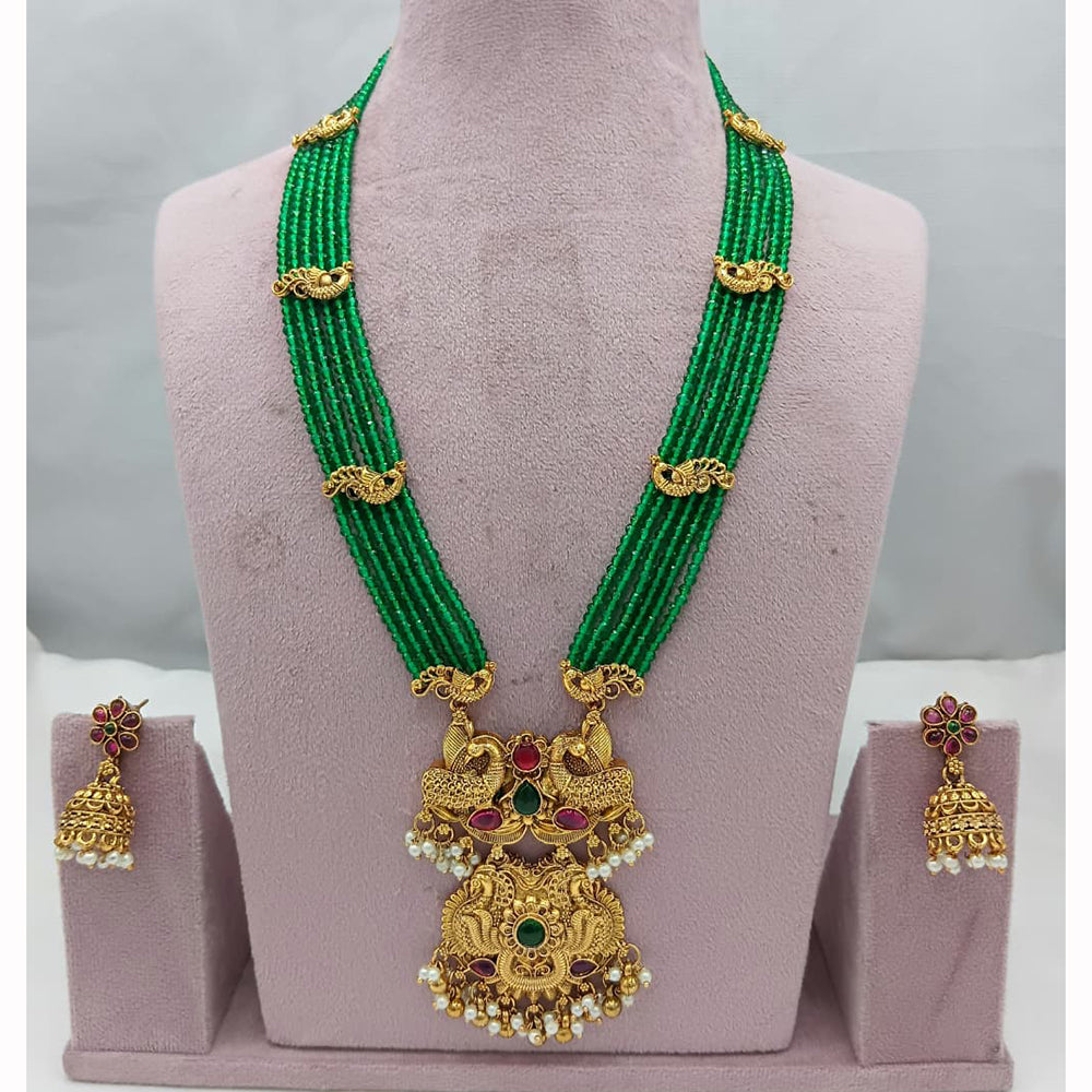 Lucentarts Jewellery Traditional Pota Stone And Pearl Long Necklace Set