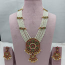Lucentarts Jewellery Traditional Pota Stone And Pearl Long Necklace Set