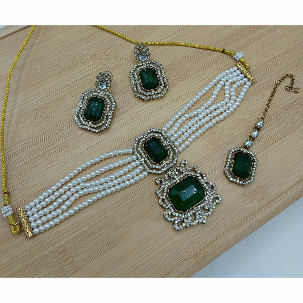 Lucentarts Jewellery Elegant Crystal And Pearl Necklace Set
