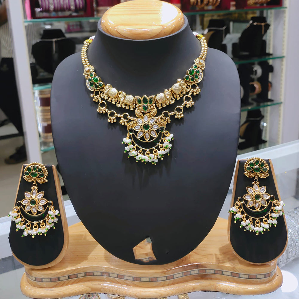 Lucentarts Jewellery Heritage Pota Stone And Pearl Necklace Set