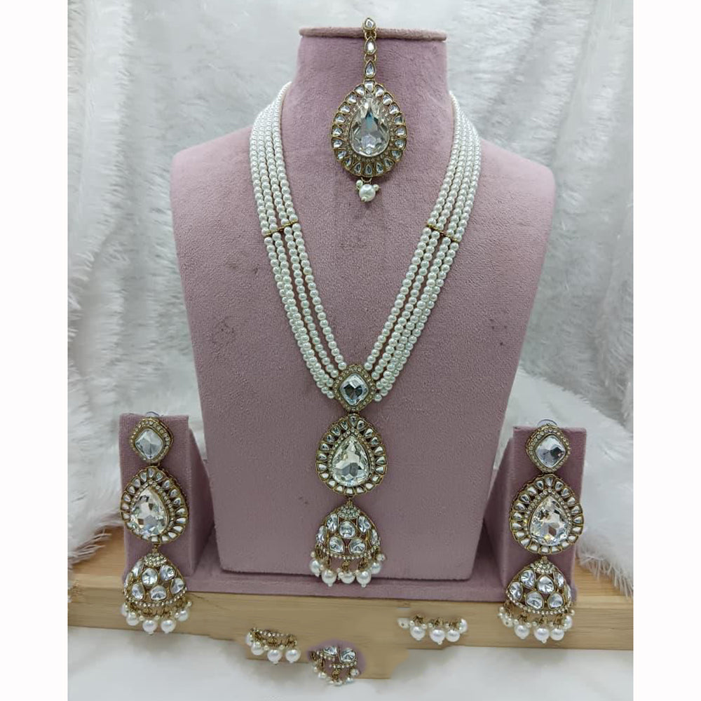 Lucentarts Jewellery Heritage Kundan Stone And Pearl Necklace Set