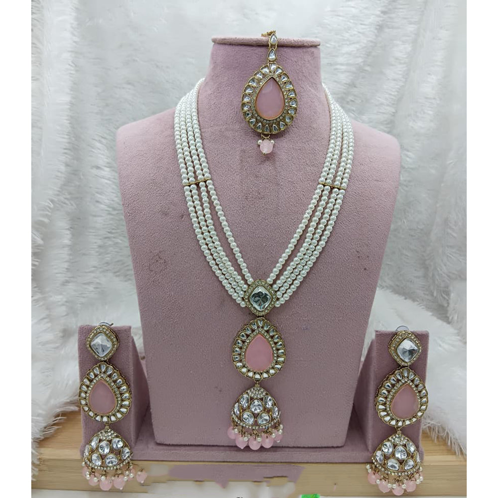 Lucentarts Jewellery Heritage Kundan Stone And Pearl Necklace Set