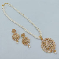 Lucentarts Jewellery Heritage Pota Stone And Pearl Long Necklace Set