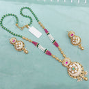 Lucentarts Jewellery Heritage Pota Stone And Pearl Meenakari Long Necklace Set