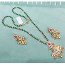 Lucentarts Jewellery Heritage Pota Stone And Pearl Meenakari Long Necklace Set