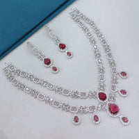 Lucentarts Jewellery Sparkling American Diamond Necklace Set