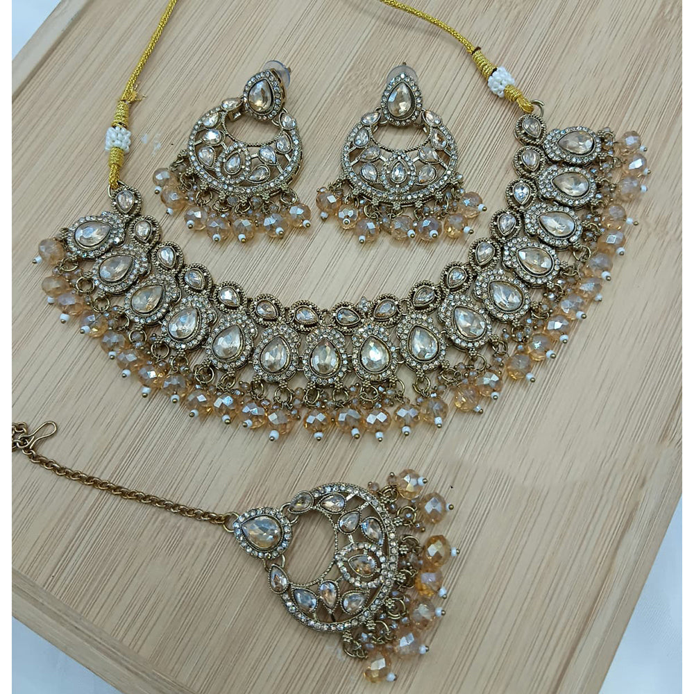 Lucentarts Jewellery Fancy Crystal And Austrian Stone Pearl Necklace Set