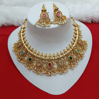 Lucentarts Jewellery Glam Pota Stone And Pearl Choker Necklace Set