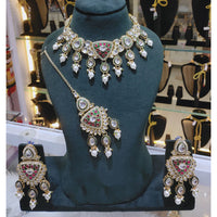 Lucentarts Jewellery Kundan Stone Pearl And Beads Choker Necklace Set