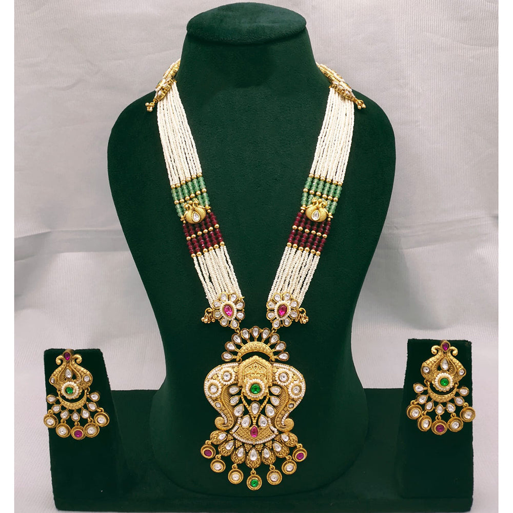 Lucentarts Jewellery Kundan Stone And Pearl Long Necklace Set