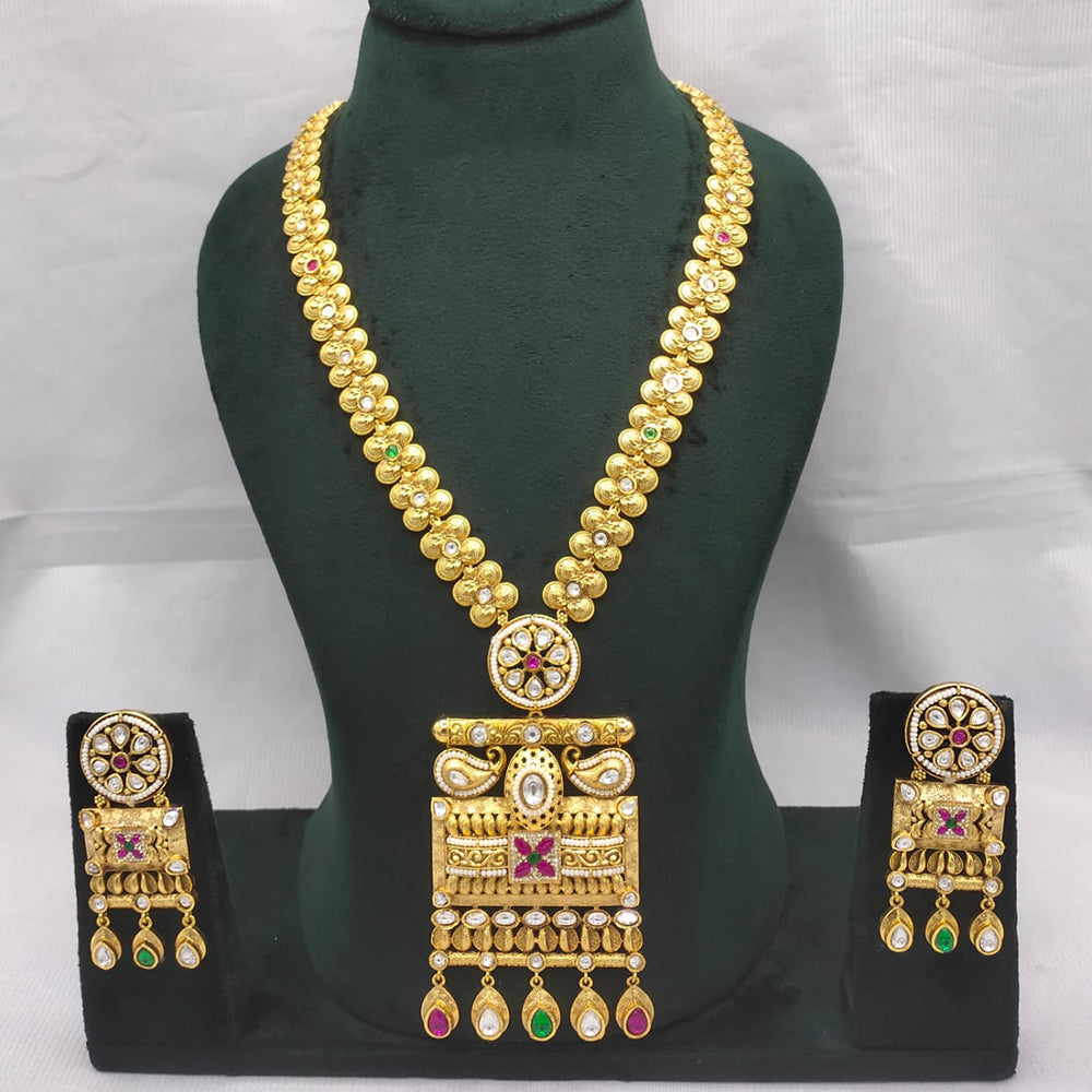 Lucentarts Jewellery Kundan Stone And Pearl Long Necklace Set
