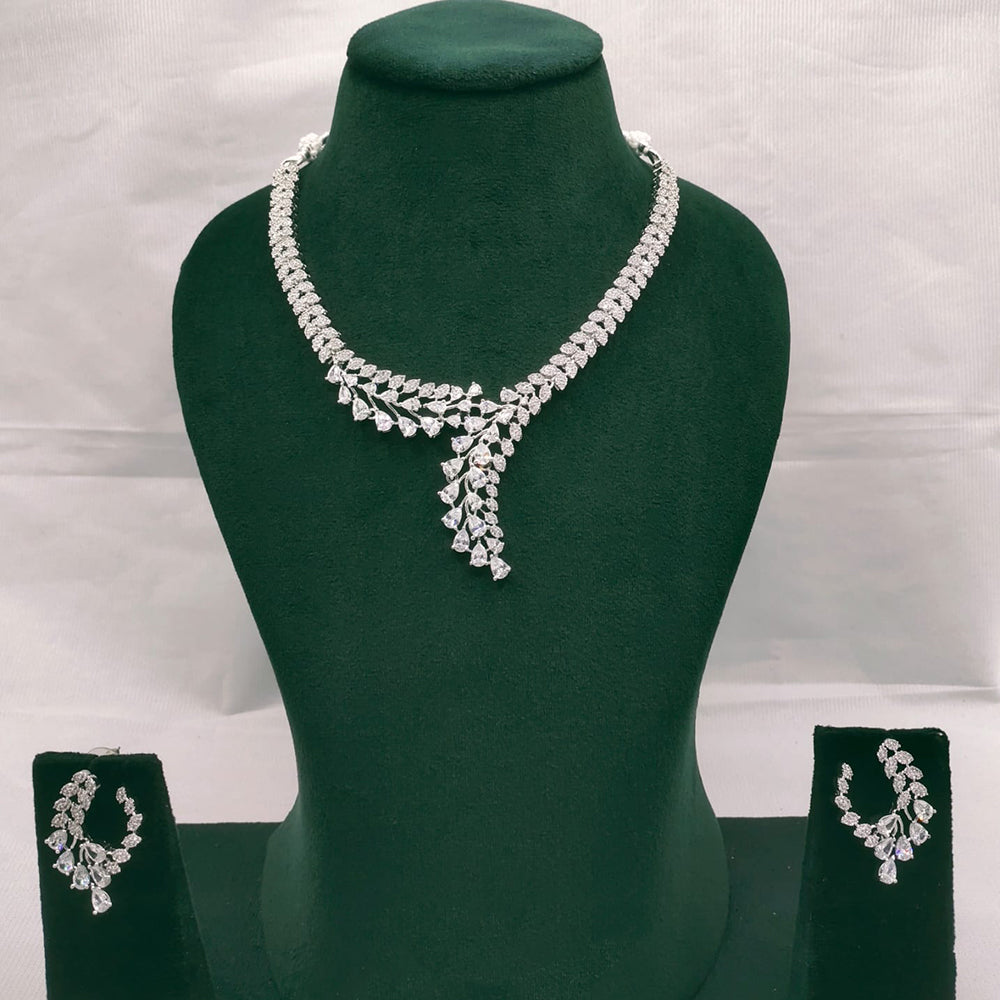 Lucentarts Jewellery Radiant American Diamond Necklace Set
