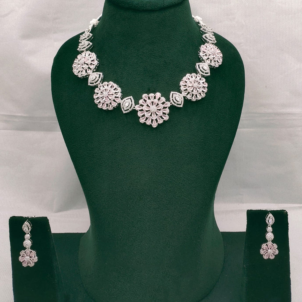 Lucentarts Jewellery Radiant American Diamond Necklace Set