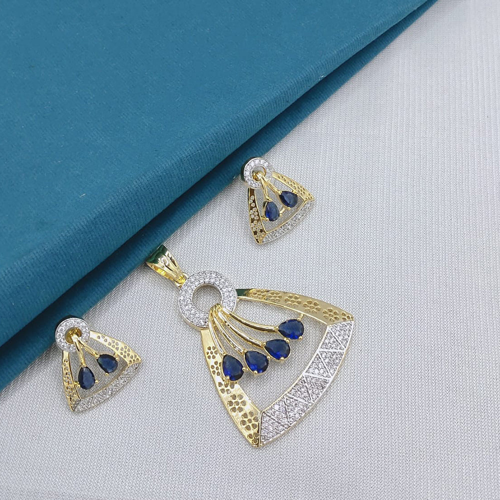 Lucentarts Jewellery Royal American Diamond Pendant Set