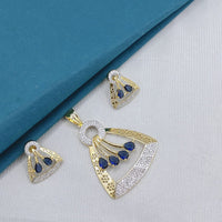 Lucentarts Jewellery Royal American Diamond Pendant Set