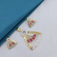 Lucentarts Jewellery Royal American Diamond Pendant Set