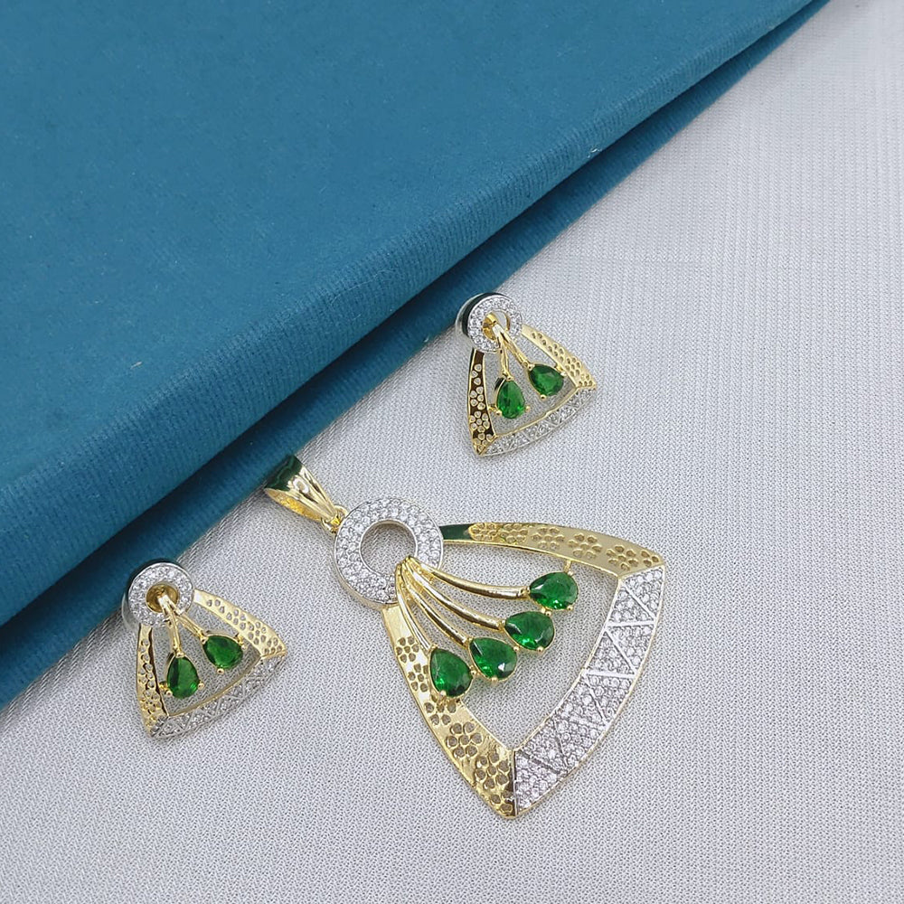 Lucentarts Jewellery Royal American Diamond Pendant Set