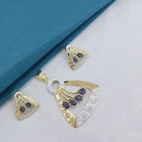 Lucentarts Jewellery Royal American Diamond Pendant Set